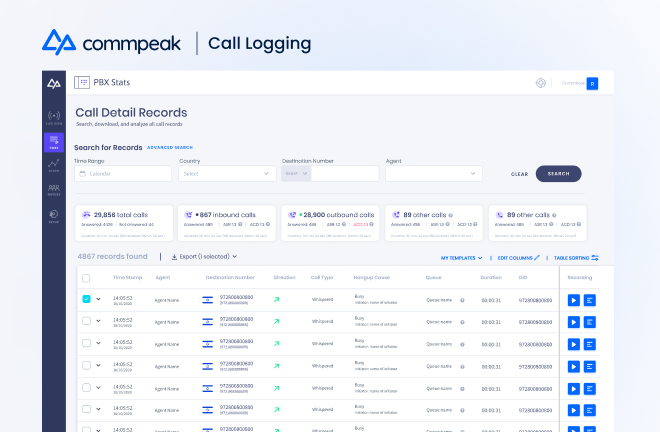 call logging in the commpeak cloud pbx